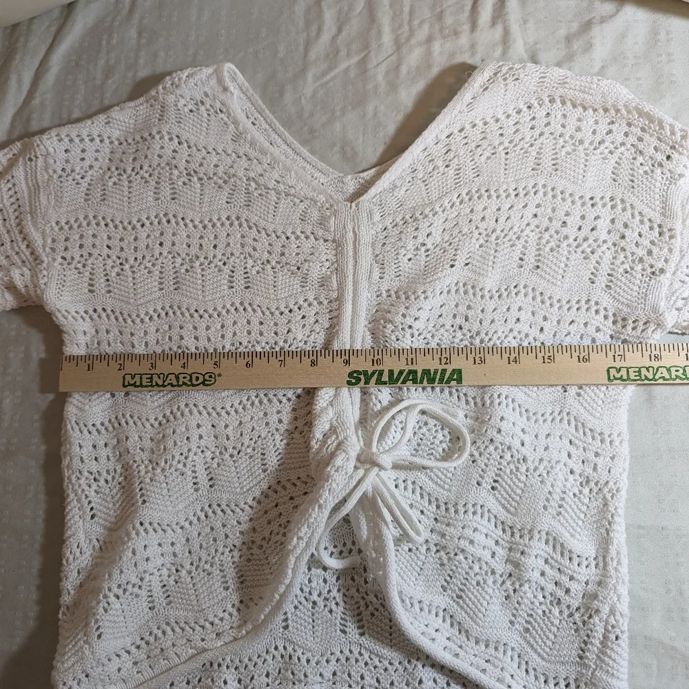 Jessica Simpson Cropped Eyelet Sweater SM - Picture 5 of 5